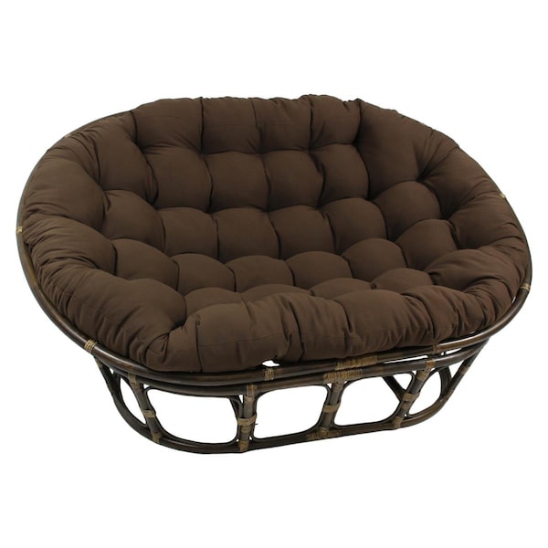 International Caravan 63 x 45 in. Rattan Double Papasan Chair with Twill Cushion, Chocolate Brown 3304-TW-CH - main